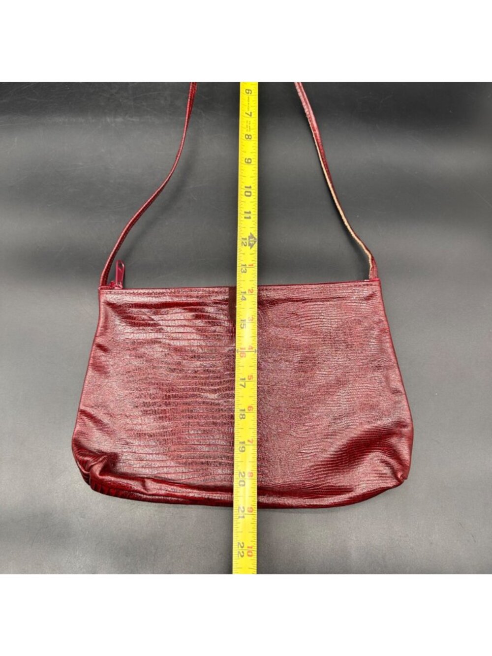 Vintage Maroon Leather Purse Shoulder Bag 1970s Gold Telephone Accent Textured - Picture 7 of 8